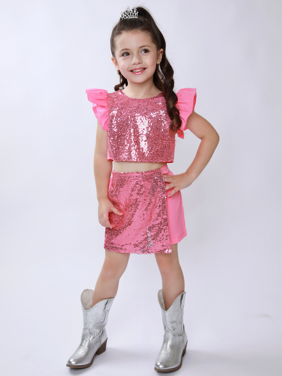 Birthday Glam Pink Sequin Skort Set Mia Belle Girls
