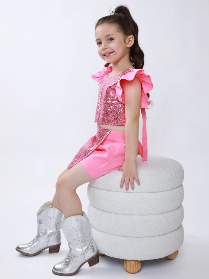 Birthday Glam Pink Sequin Skort Set Mia Belle Girls
