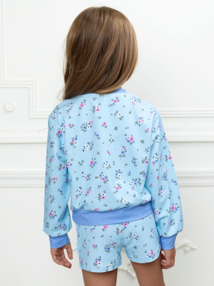 Girls comfortable floral matching outfit with soft blue design
