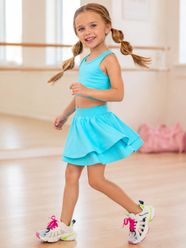 Turquoise Breeze Active Racerback Top and Skort Set
