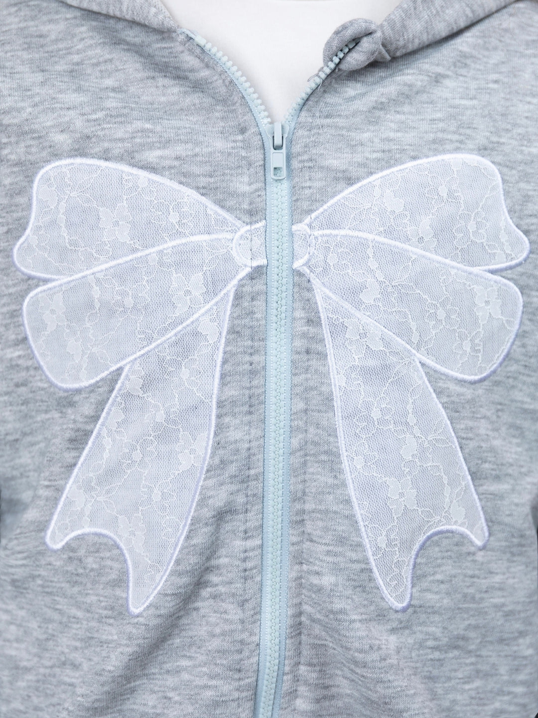Stylish girls matching lounge set with oversized bow applique