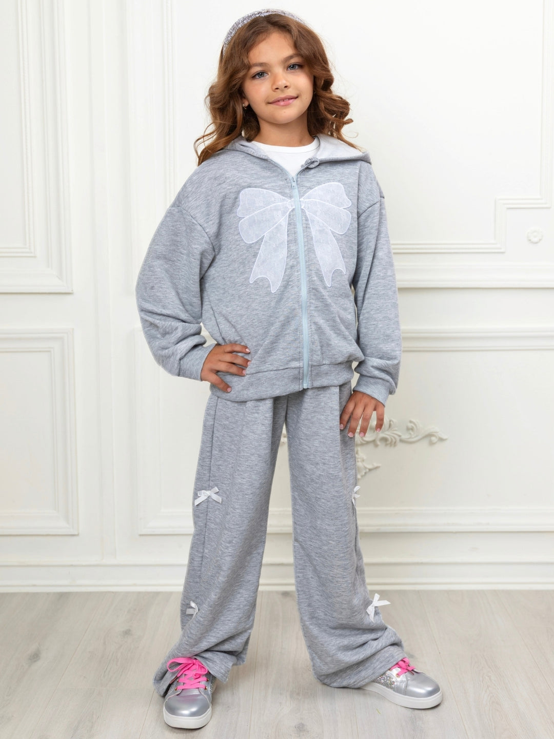 Girls back to school matching set with bow accents