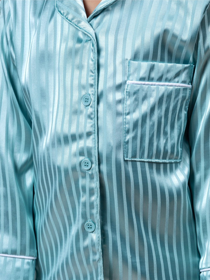 Mint to Dream Satin Stripe Pajama Set
