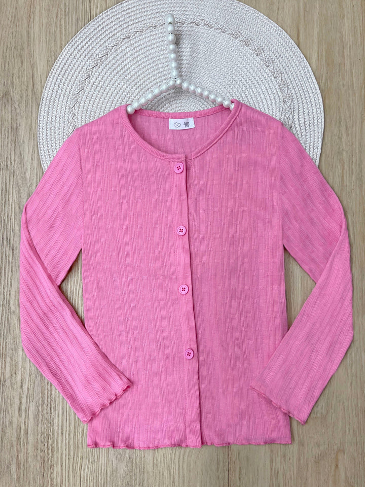 Sweet Stitch Ribbed Button-Up Cardigan
