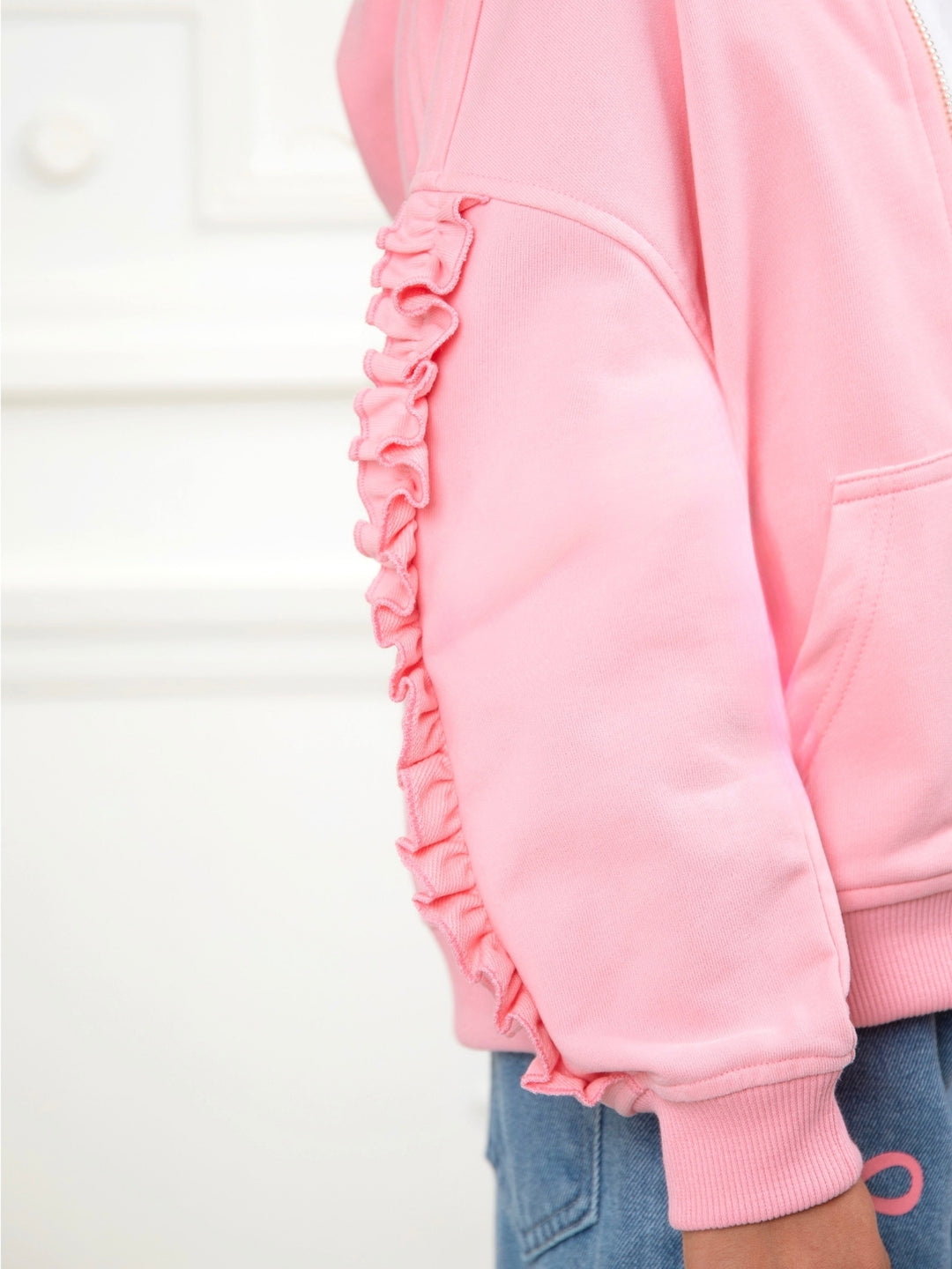 Girls school outfit hoodie with stylish sleeve accents