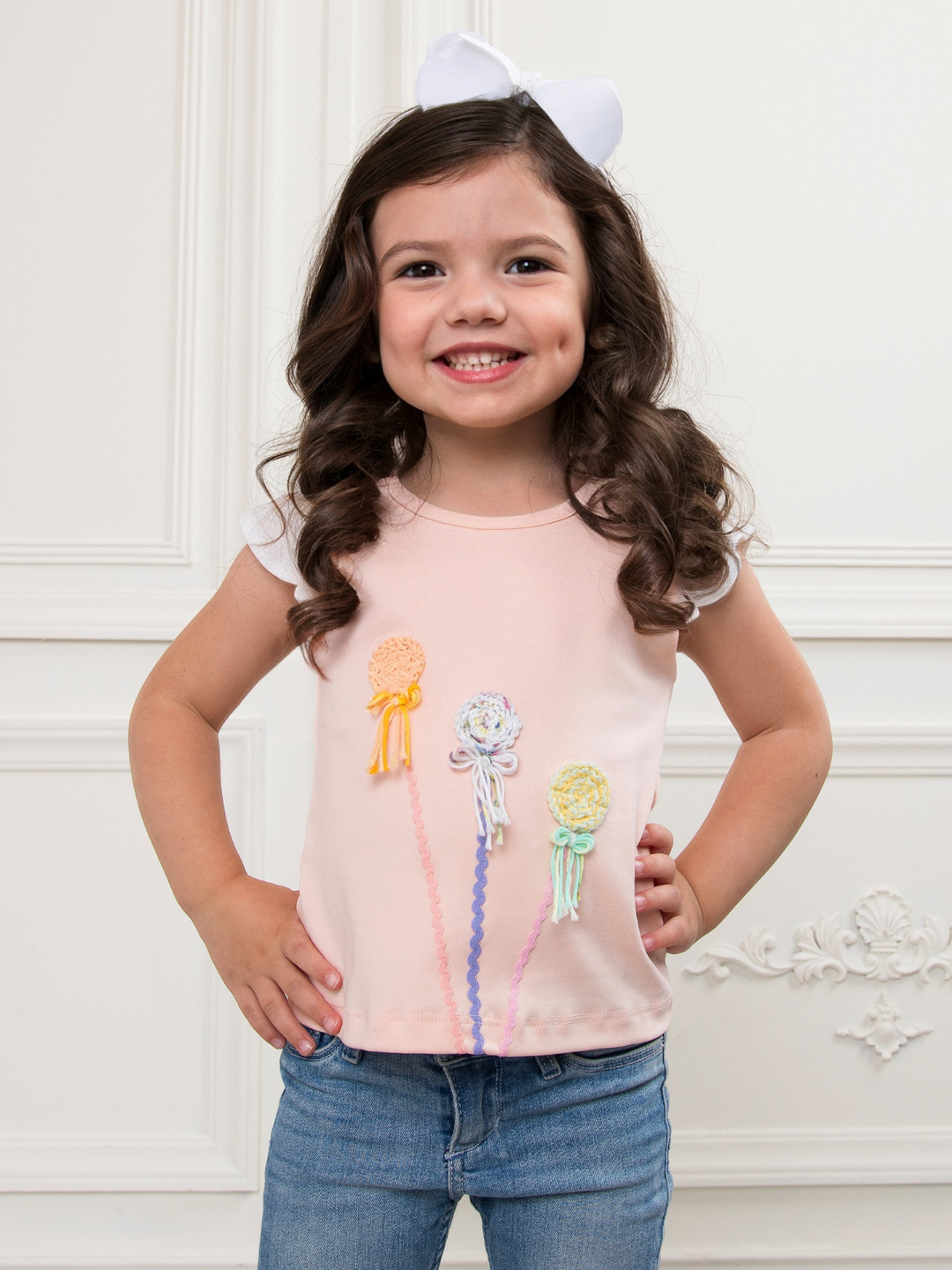 Peach Premium Cotton Embroidered Flower Slim Fit Top