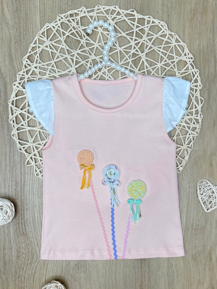 Peach Premium Cotton Embroidered Flower Slim Fit Top