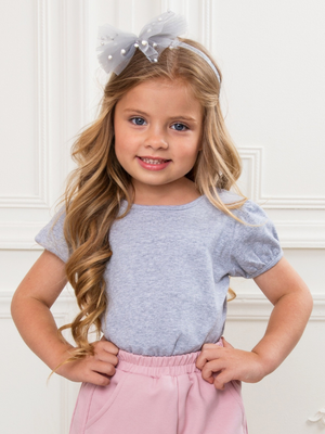 Grey Everyday Puff Sleeve Essential Tee