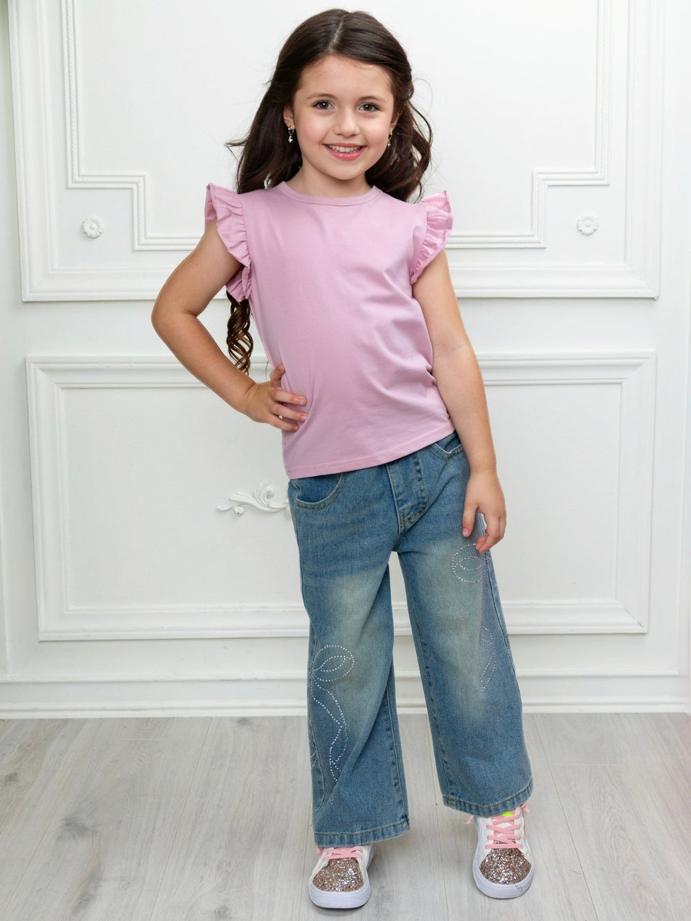 Cute girls everyday top featuring ruffled cap sleeves