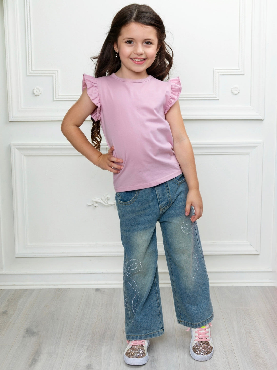 Cute girls everyday top featuring ruffled cap sleeves