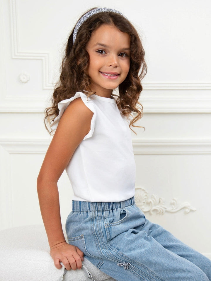 Sweet Charm White Flutter Sleeve Top