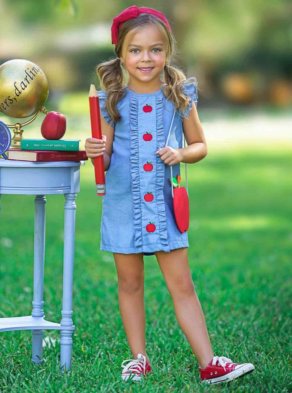denim dresses for girls Lola + The Boys Blue Princess Ruffle Denim Dress, 6