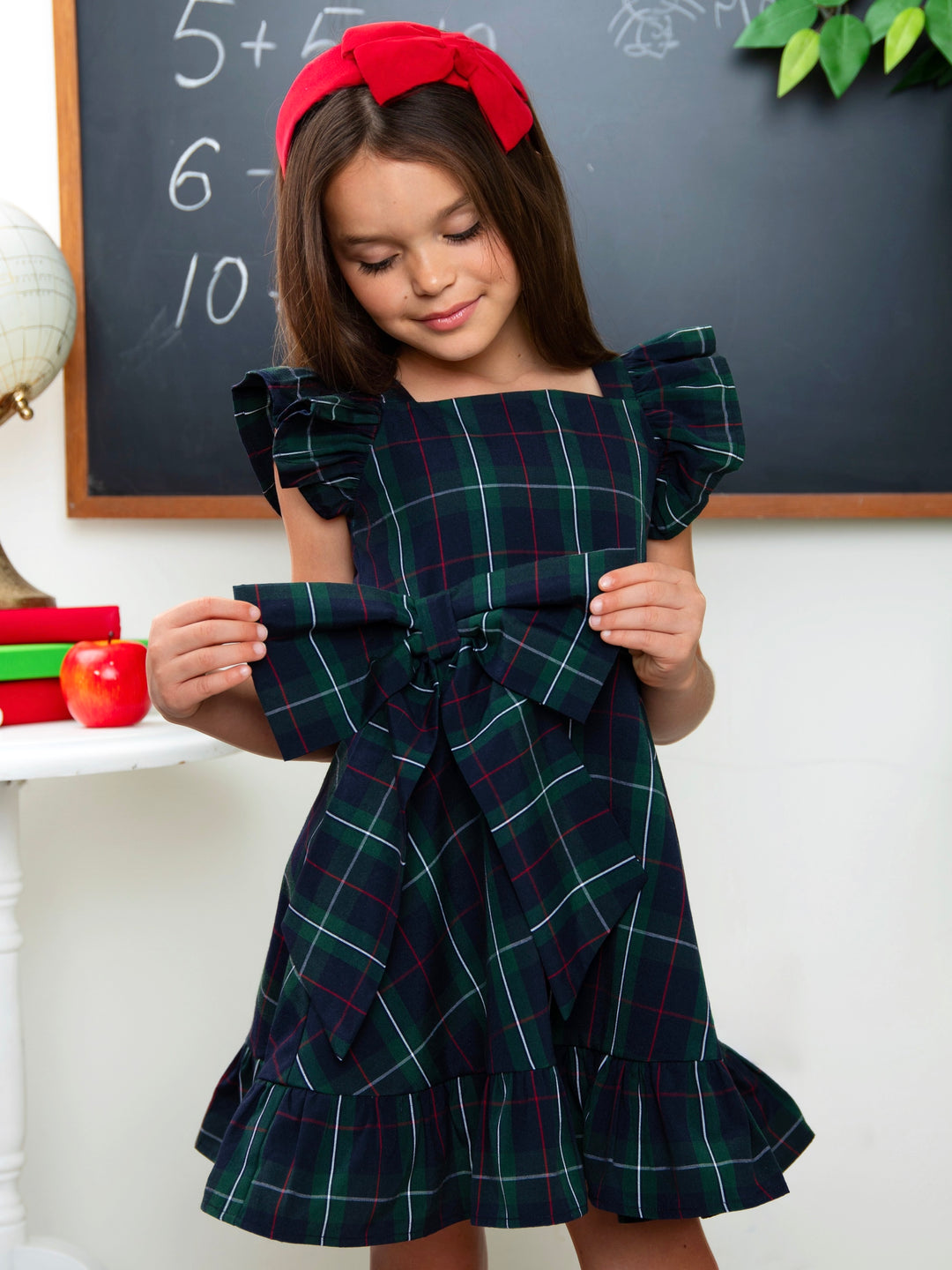Scholarly Chic Plaid Bow Dress