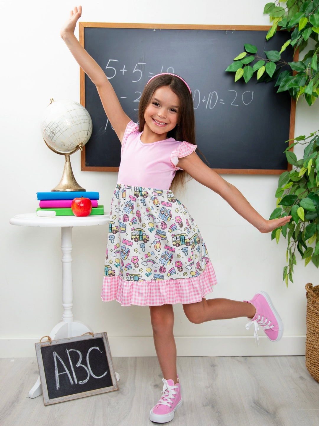School Days Pink Gingham Ruffle Dress