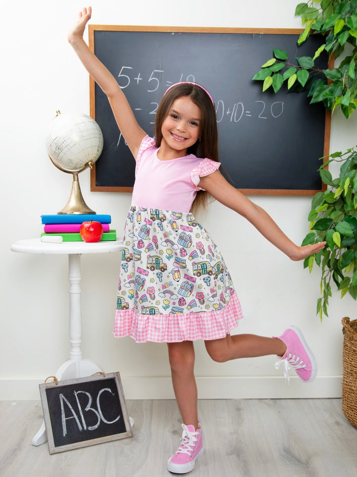 School Days Pink Gingham Ruffle Dress