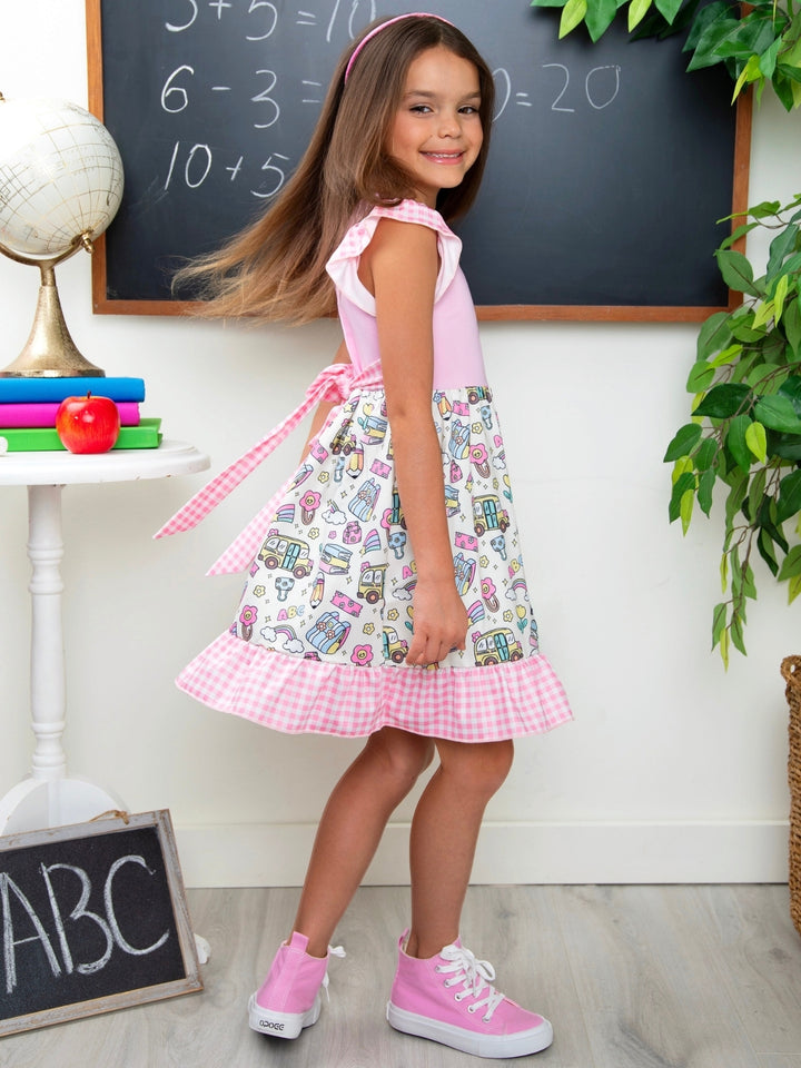 School Days Pink Gingham Ruffle Dress