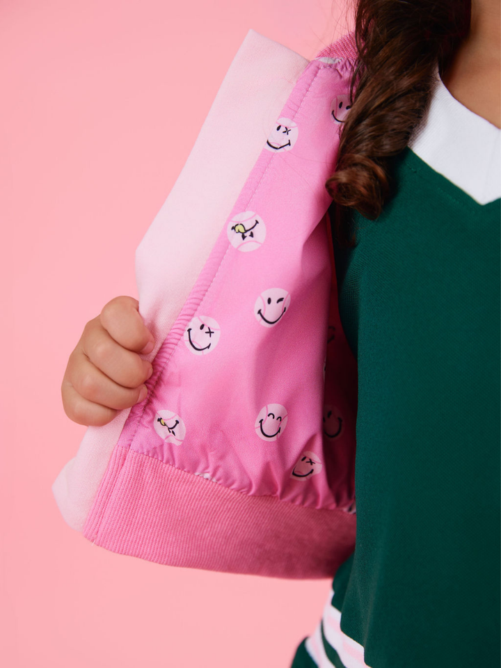 SmileyWorld Pink Sporty Bomber Jacket