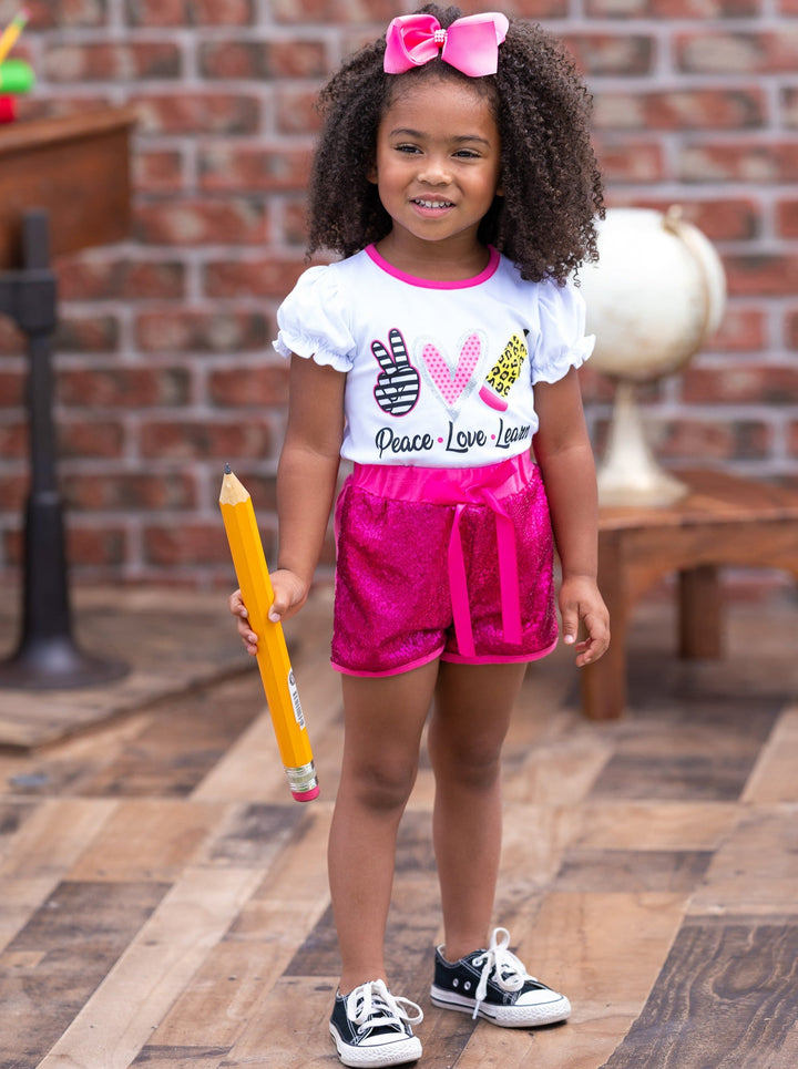Girls First Day Of School Clothes | Sequin Short Set | Mia Belle Girls