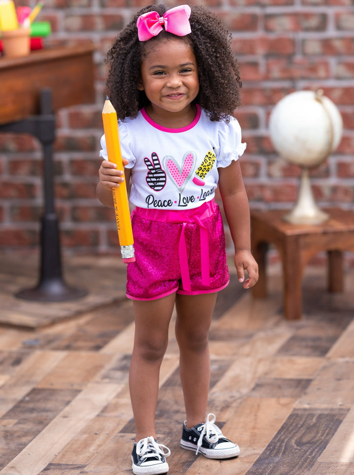 Girls First Day Of School Clothes | Sequin Short Set | Mia Belle Girls