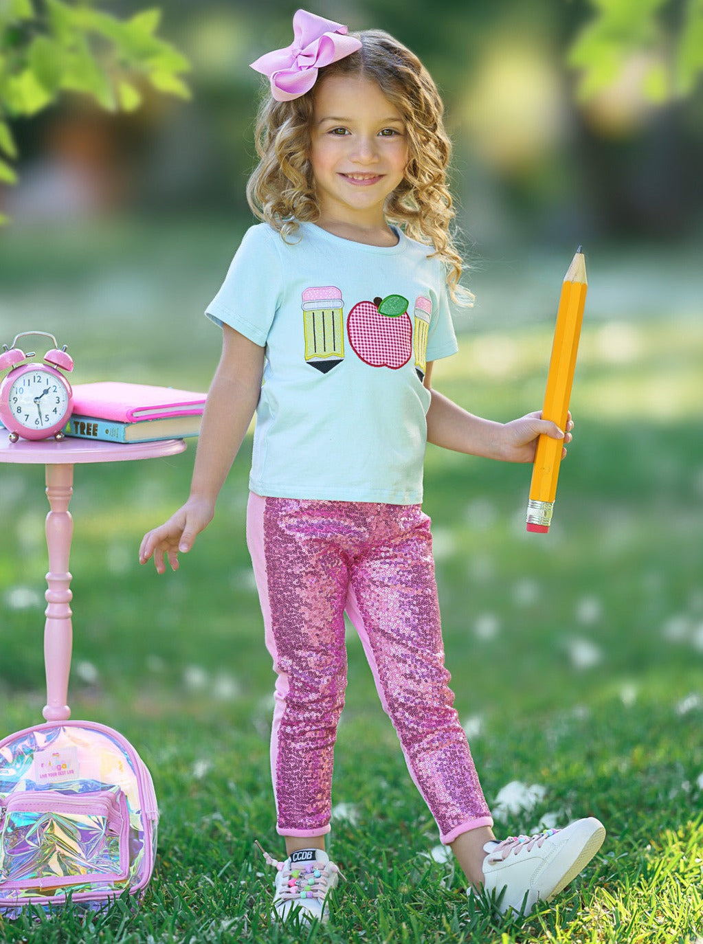First Day of School | Top & Sequin Legging Set | Mia Belle Girls