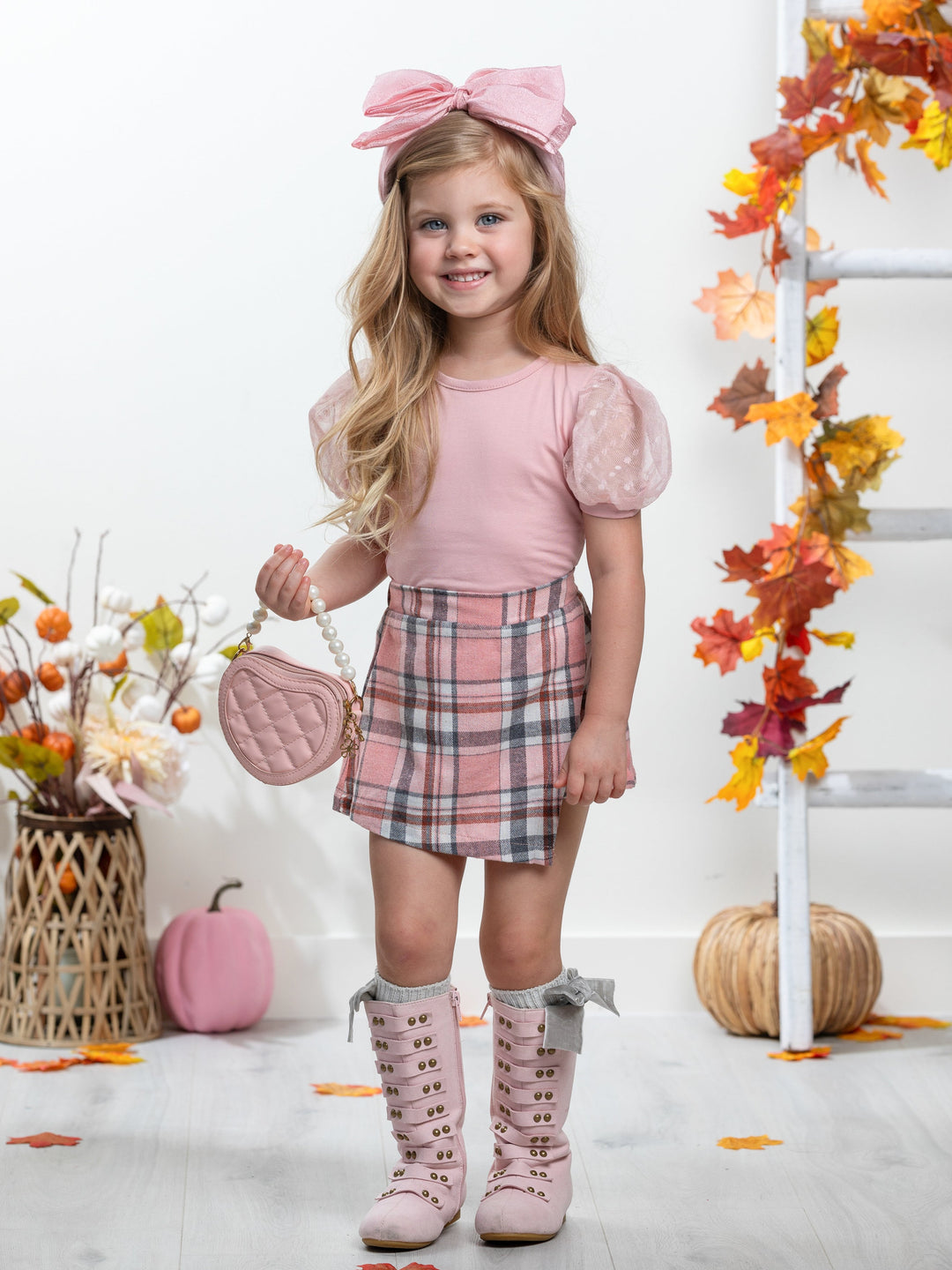 Always Pretty Pink Plaid Skort Set Mia Belle Girls