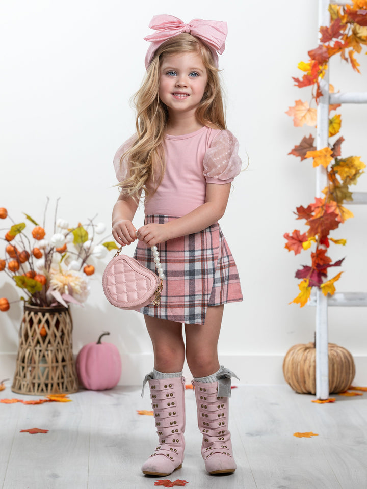 Always Pretty Pink Plaid Skort Set Mia Belle Girls