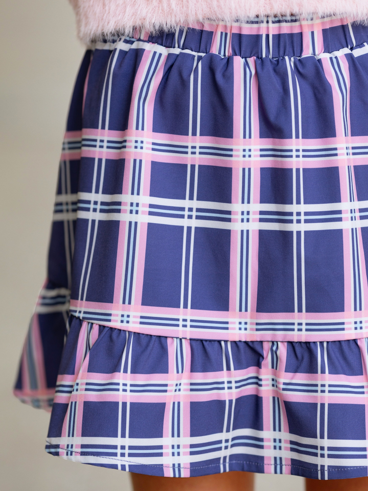 Cuddle Up Fuzzy Hoodie and Plaid Skirt Set
