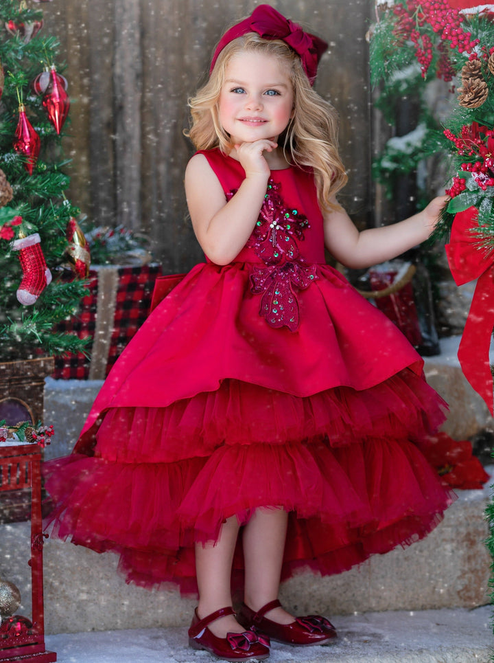 Girls Winter Formal Dress | Layered Hi-lo Dress | Mia Belle Girls