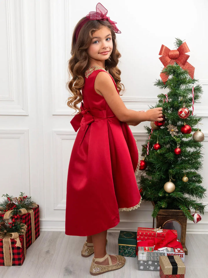 Lovely Night Red Embroidered Holiday Dress Mia Belle Girls
