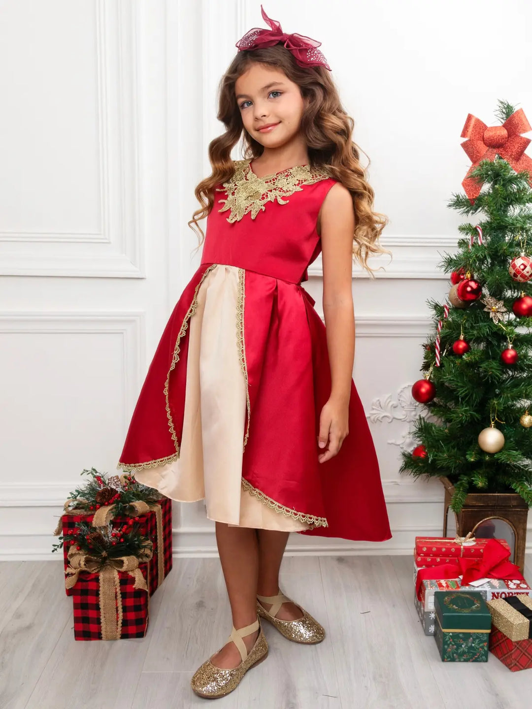 Lovely Night Red Embroidered Holiday Dress Mia Belle Girls