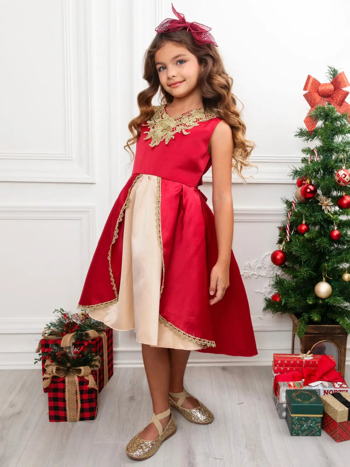 Lovely Night Red Embroidered Holiday Dress Mia Belle Girls