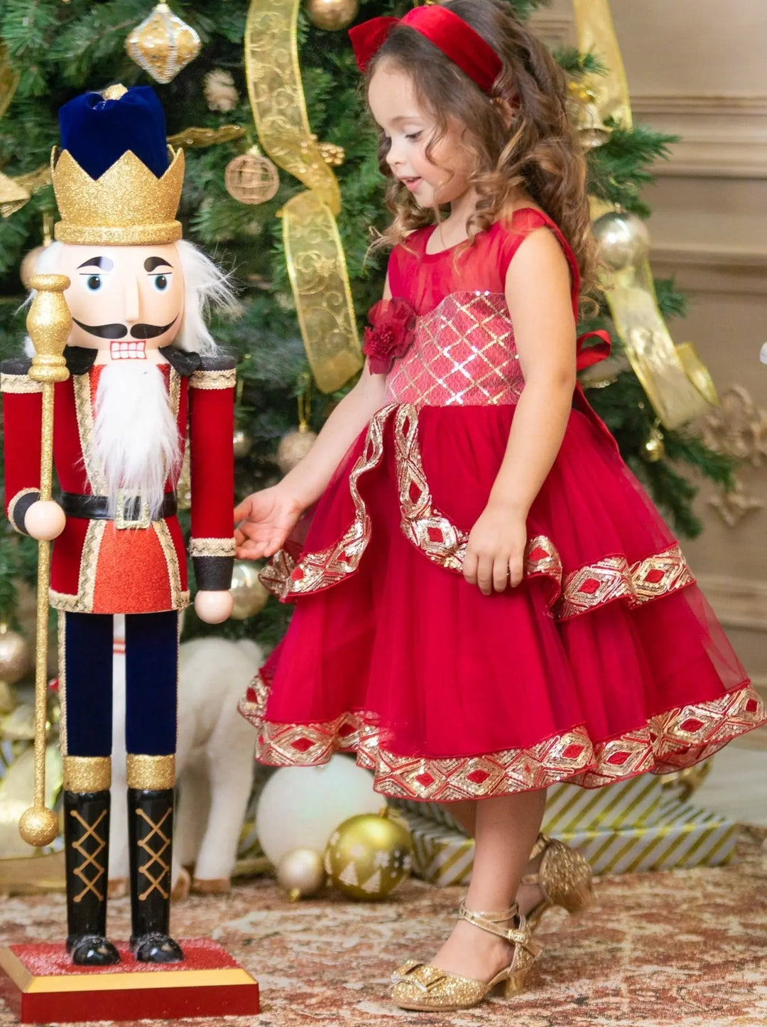 Girls Winter Formal Dress | Tiered Tulle Holiday Dress | Mia Belle Girls