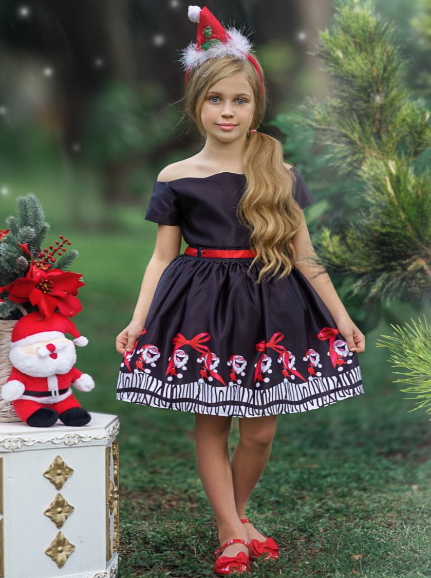 Girls Christmas Holiday Print Special Occasion Dress
