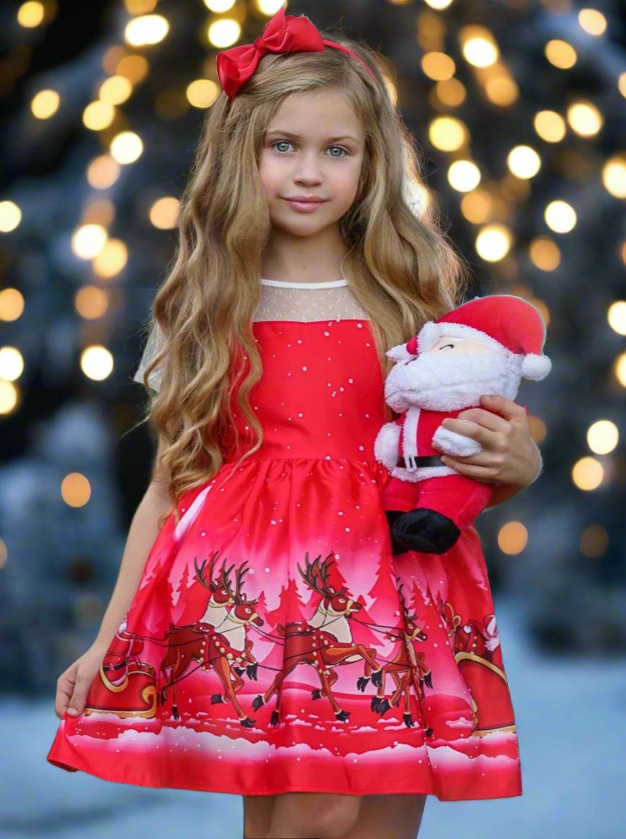 christmas dresses in store Ho-Ho-Ho Sheer Sleeve Holiday Scene Dress Color:Ivory/porcelain English Rose Chiffon Bridesmaid Girl Black Purple Witch Christmas tree Custom orders are welcome.