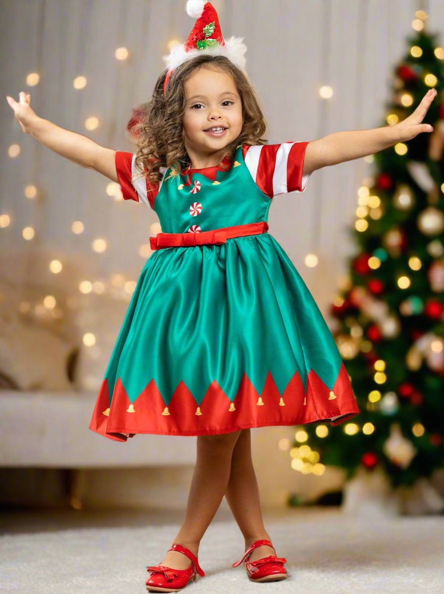 Festive Christmas Elf Costume Dress