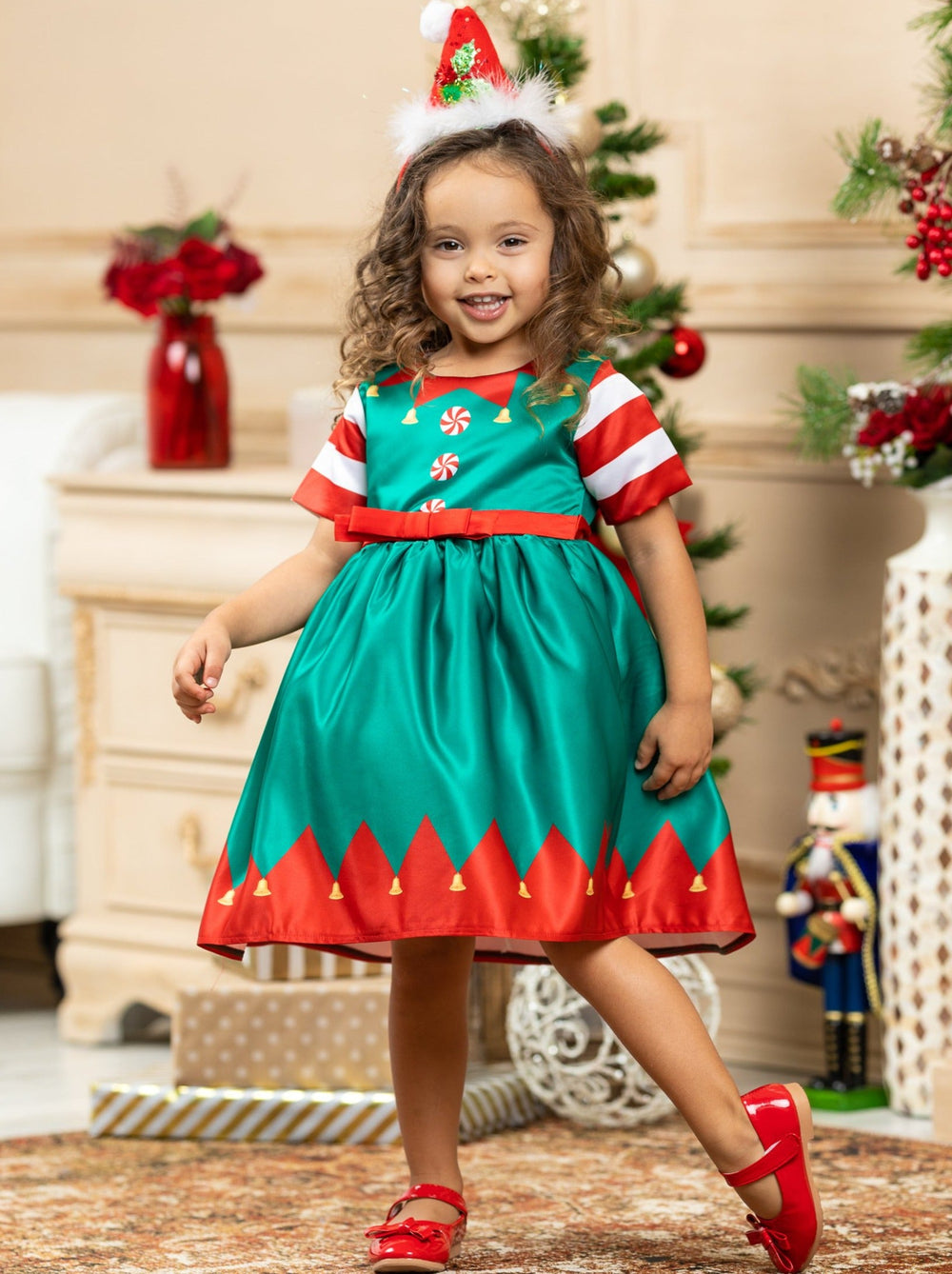 Festive Christmas Elf Costume Dress – Mia Belle Girls