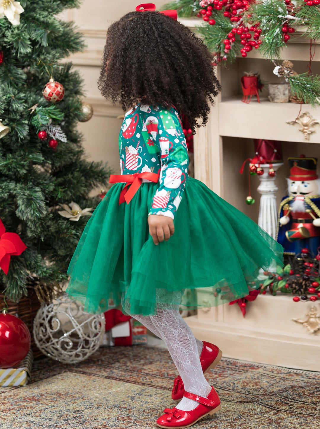 Cute Winter Dresses | Girls Hot Cocoa Holiday Mugs Tutu Dress 