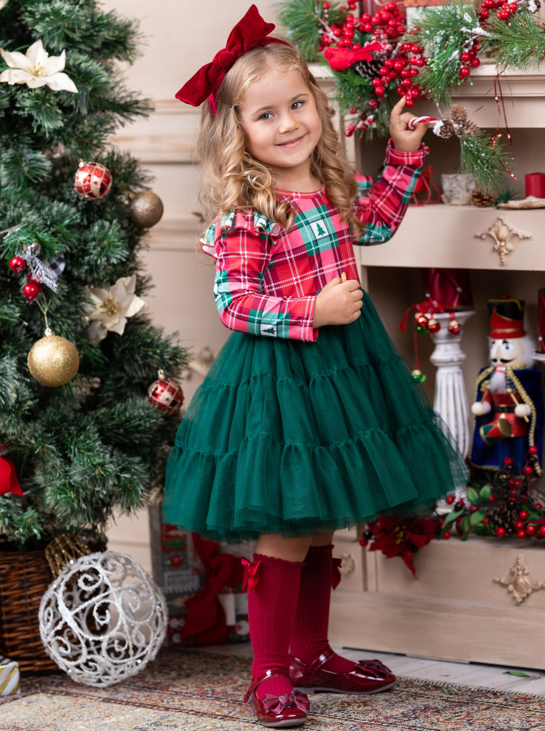 Cute Winter Dresses | Pine Trees & Plaid Tutu Dress | Holiday Dresses