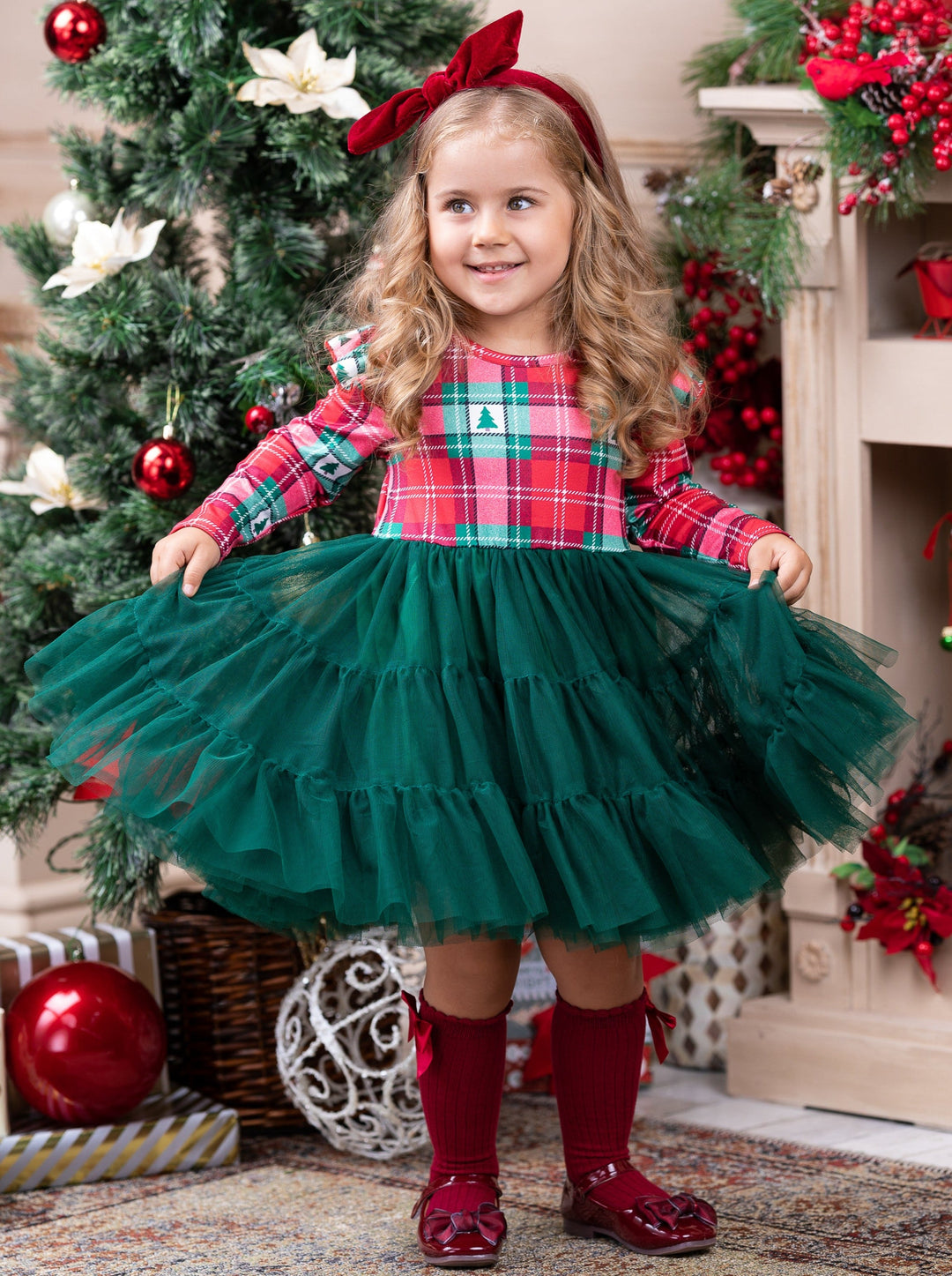 Cute Winter Dresses | Pine Trees & Plaid Tutu Dress | Holiday Dresses