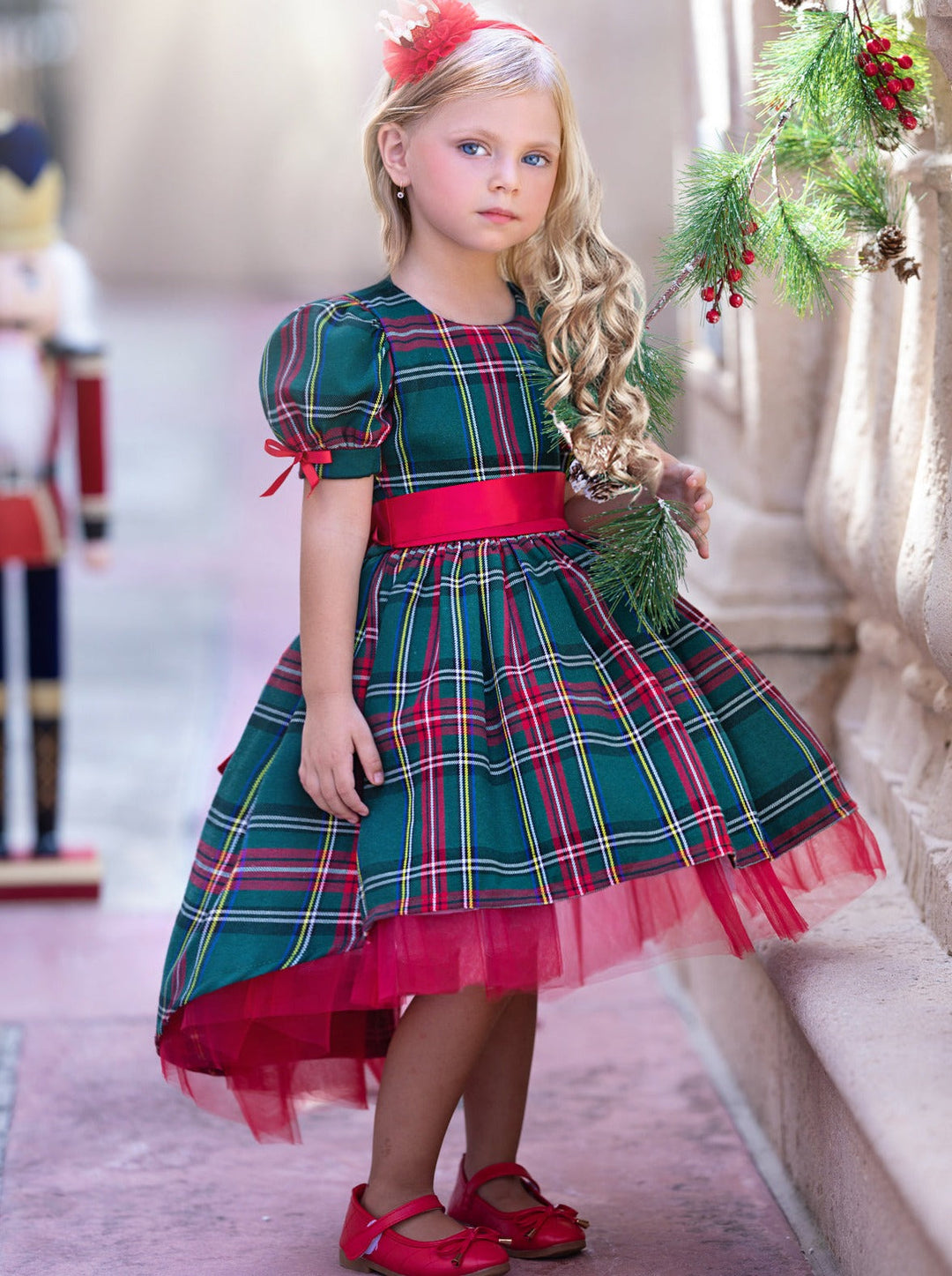 Holly Jolly Hi-Lo Plaid Holiday Dress – Mia Belle Girls