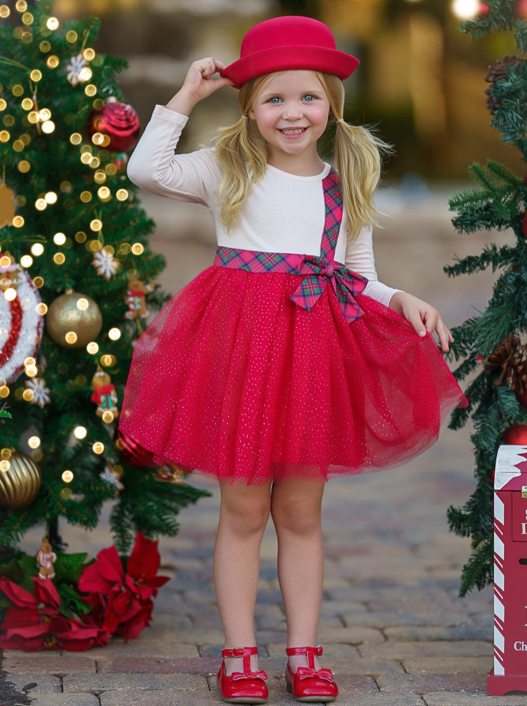 bow holiday dresses All That Glitters Plaid Christmas Tutu Dress – Mia Belle Girls Girls dresses