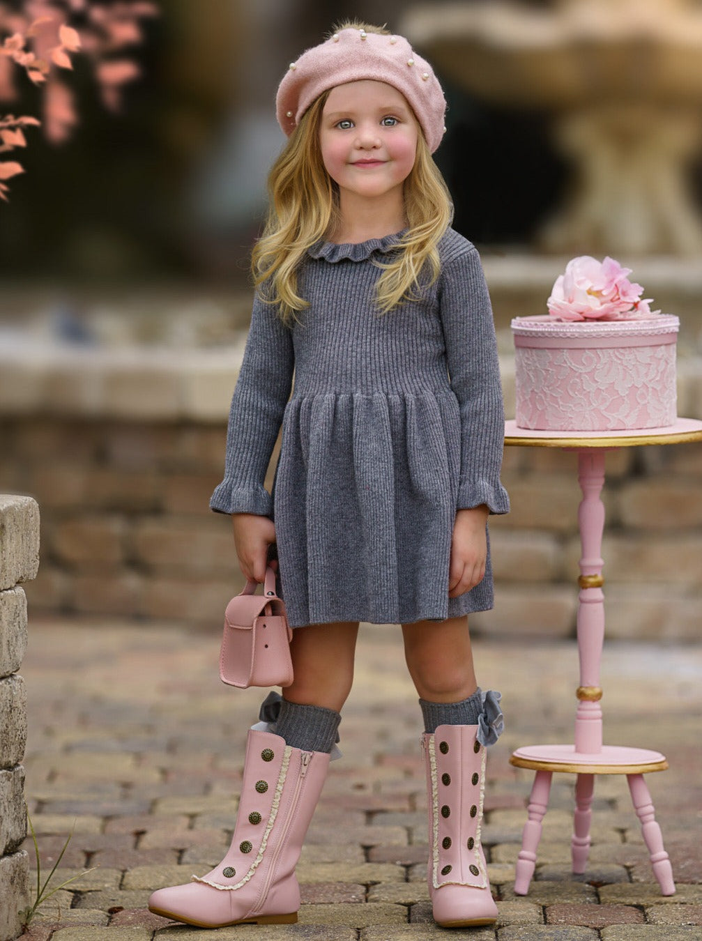 Cozy Holiday Grey Ruffle Knit Sweater Dress – Mia Belle Girls Cozy Holiday Grey Ruffle Knit Sweater Dress – Mia Belle Girls