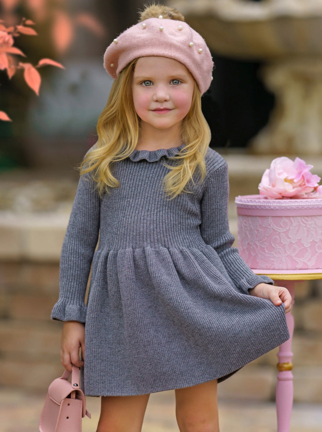 Cozy Holiday Grey Ruffle Knit Sweater Dress – Mia Belle Girls Cozy Holiday Grey Ruffle Knit Sweater Dress – Mia Belle Girls