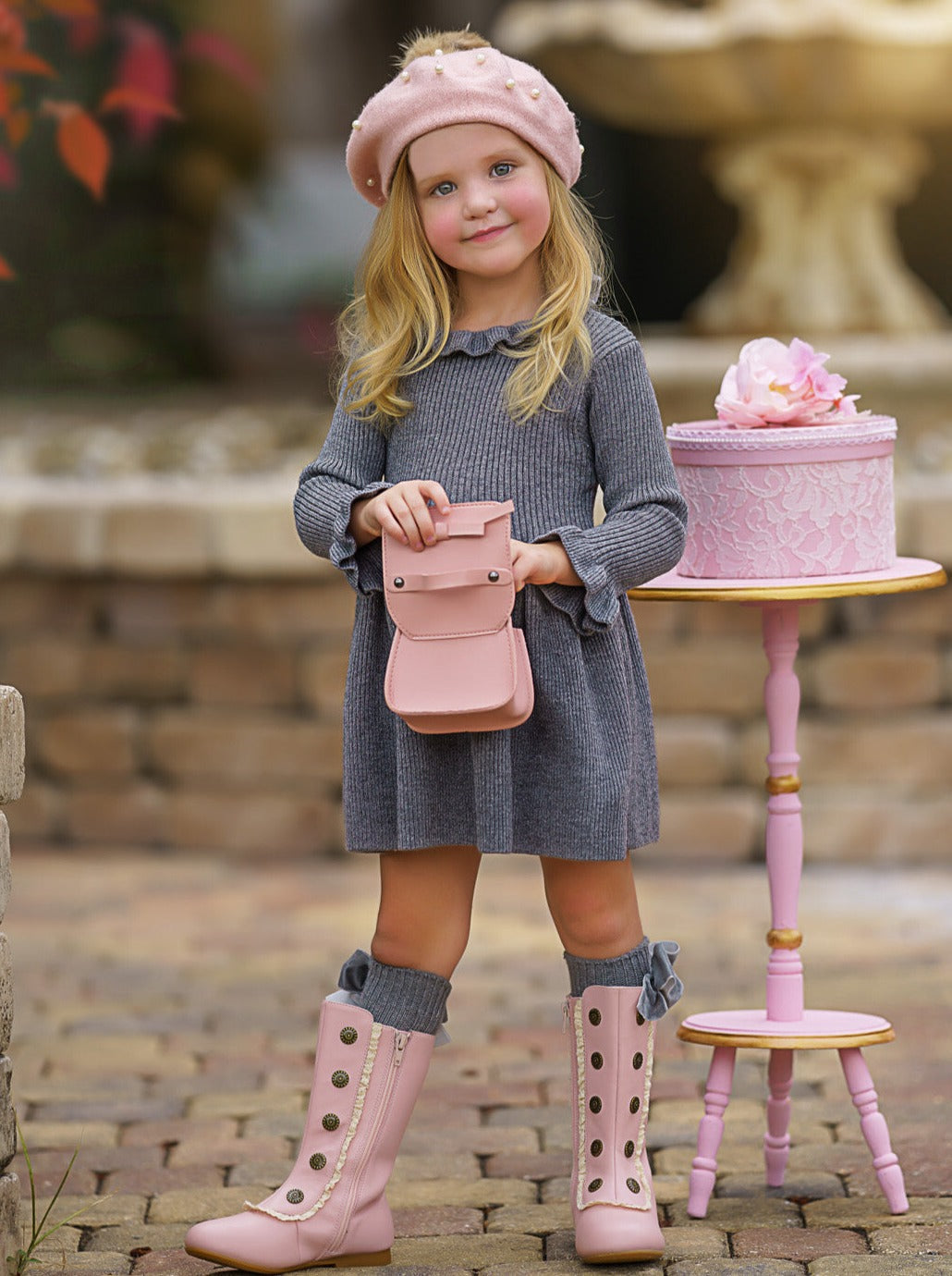 Cozy Holiday Grey Ruffle Knit Sweater Dress – Mia Belle Girls Cozy Holiday Grey Ruffle Knit Sweater Dress – Mia Belle Girls