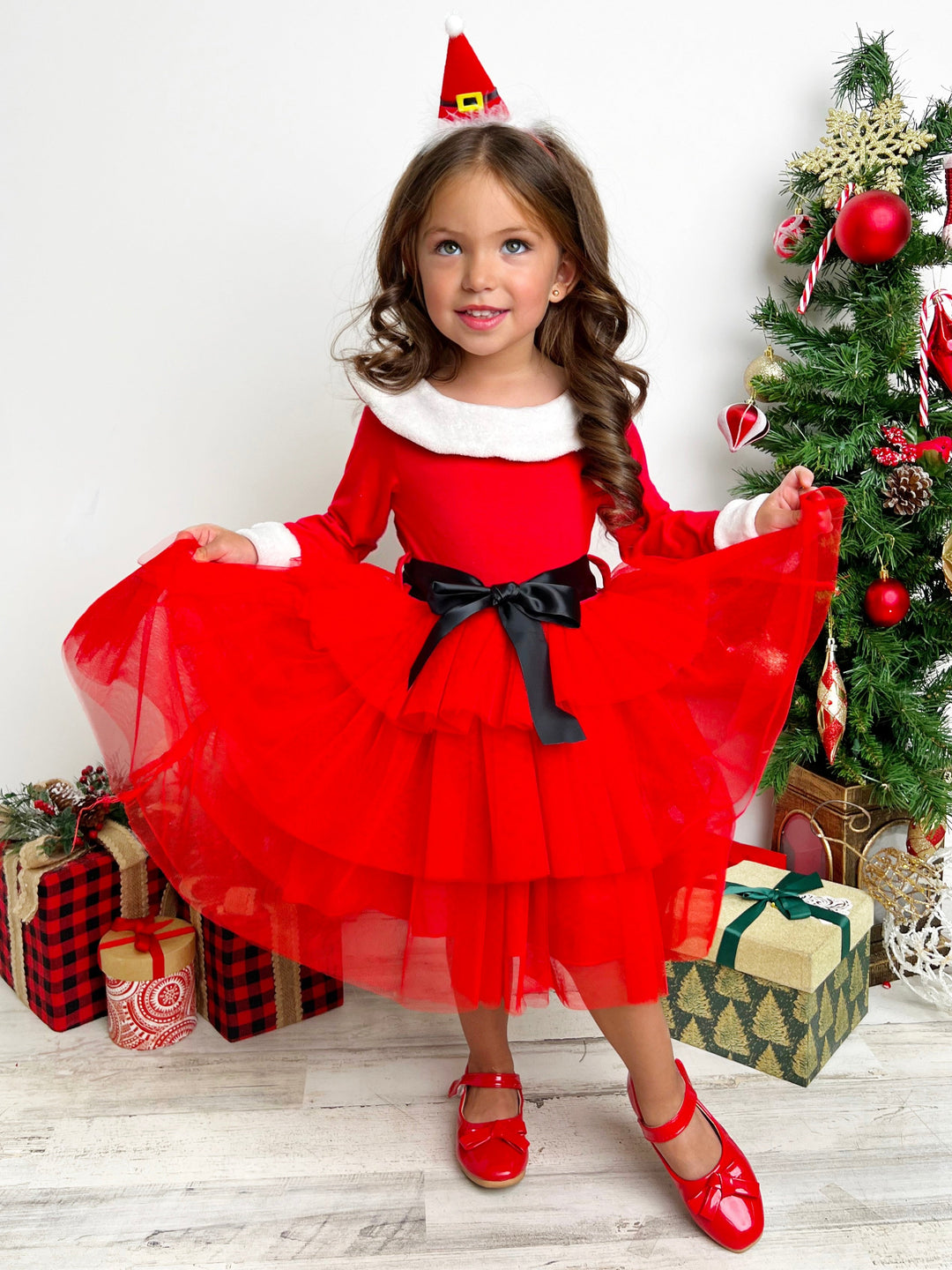 girls santa dress Claus Christmas Dresses Long Sleeve Hooded Santa Dress Girls Christmas Outfit Baby Princess Dress 6-8 Years The attention Baby Girl Cute Santa Dresses