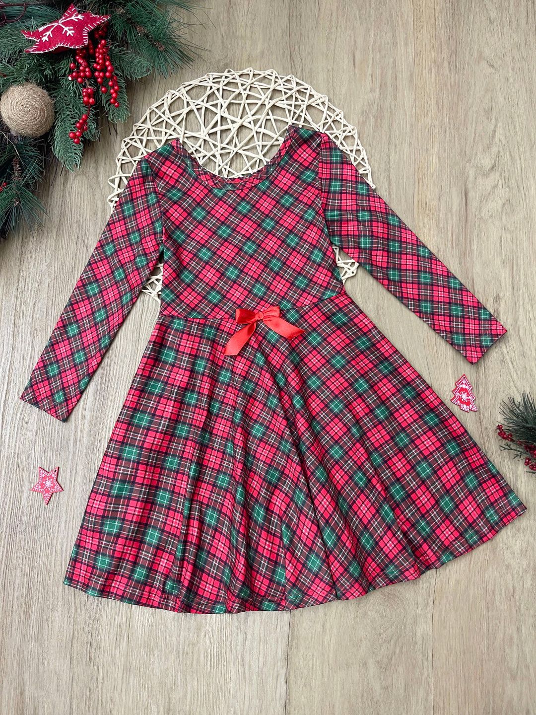 Mistletoe Princess Plaid Holiday Dress Mia Belle Girls
