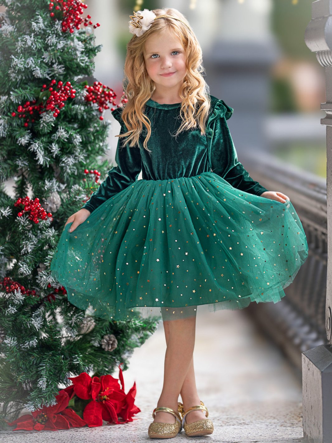 Twinkle and Twirl Starry Velvet Tutu Dress Mia Belle Girls