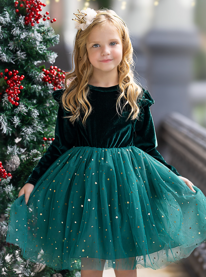 Twinkle and Twirl Starry Velvet Tutu Dress Mia Belle Girls