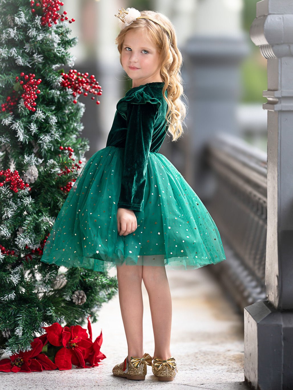 Twinkle and Twirl Starry Velvet Tutu Dress Mia Belle Girls