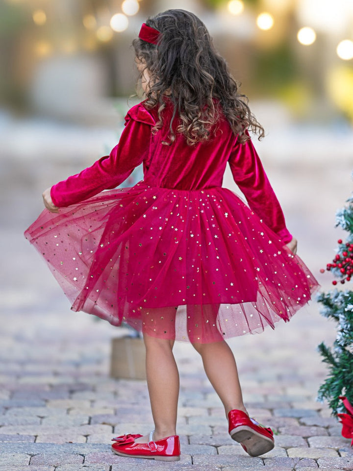 Twinkle and Twirl Starry Velvet Tutu Dress Mia Belle Girls